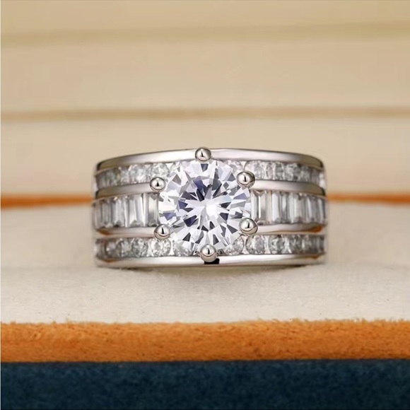 New 925 Silver Bridal Engagement Wedding Promise Romantic Proposal Diamond Ring - Picture 9 of 9